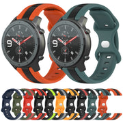 For Amazfit GTR 47mm 22mm Butterfly Buckle Two-Color Silicone Watch Band(Black+Green)