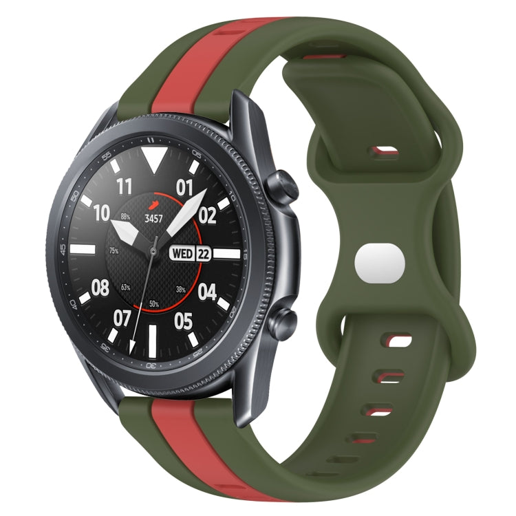 For Samsung Galaxy Watch3 45mm 22mm Butterfly Buckle Two-Color Silicone Watch Band(Red+Army Green) - free shipping - PMC TechLife - Order now!