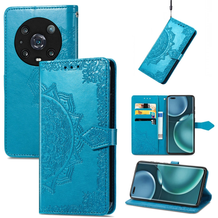 For Honor Magic 4 Pro Mandala Flower Embossed Leather Phone Case(Blue) - Honor Cases by PMC TechLife | Online Shopping South Africa | PMC TechLife | Buy Now Pay Later Mobicred