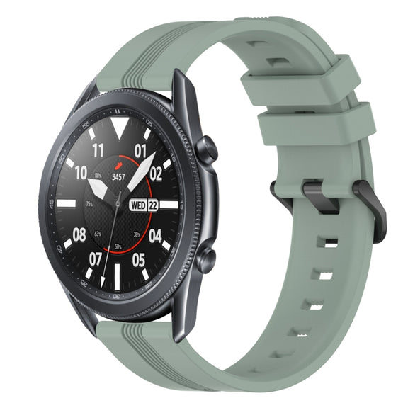 For Samsung Galaxy Watch3 45mm 22mm Concave Striped Slicone Watch Band(Grayish Green)