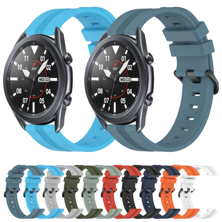 For Samsung Galaxy Watch3 45mm 22mm Concave Striped Slicone Watch Band(Army Green)