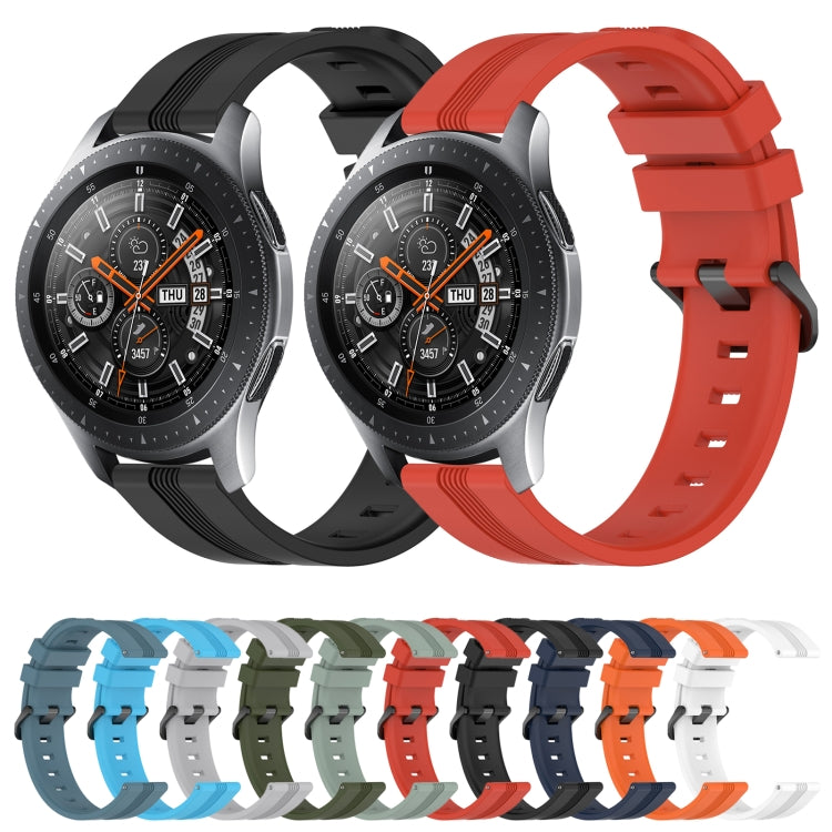For Samsung Galaxy Watch 46mm 22mm Concave Striped Slicone Watch Band(Sky Blue)