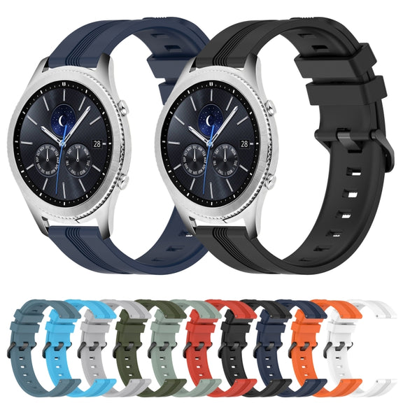 For Samsung Gear S3 Classic 22mm Concave Striped Slicone Watch Band(Grey)