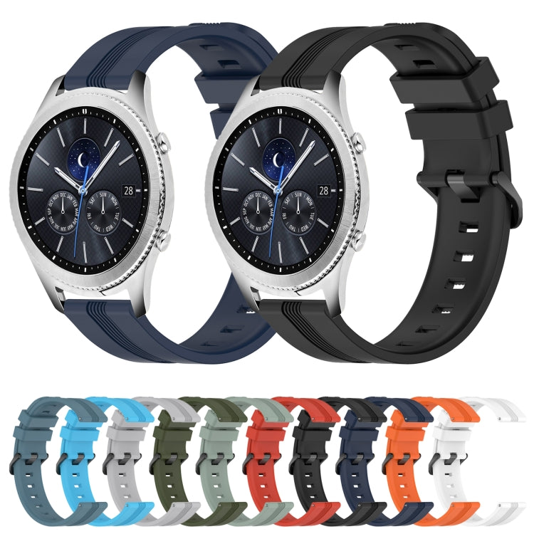 For Samsung Gear S3 Classic 22mm Concave Striped Slicone Watch Band(Grey)