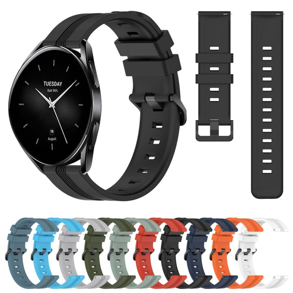 For Xiaomi Watch S2 46mm 22mm Concave Striped Slicone Watch Band(Grey)