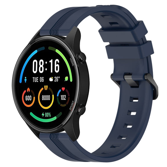 For Xiaomi MI Watch Sport 22mm Concave Striped Slicone Watch Band(Navy Blue)