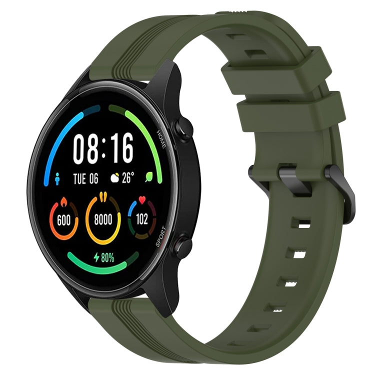 For Xiaomi MI Watch Sport 22mm Concave Striped Slicone Watch Band(Army Green) - free shipping - PMC TechLife - Order now!