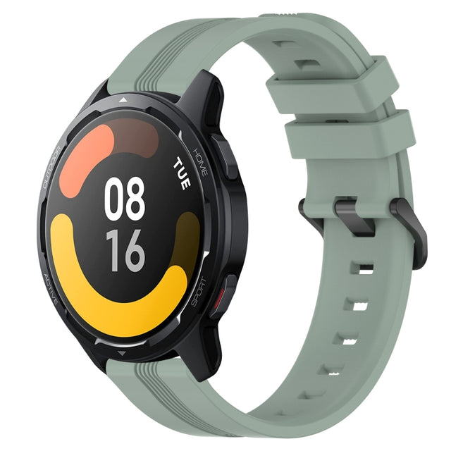 For Xiaomi Watch S1 Active 22mm Concave Striped Slicone Watch Band(Grayish Green)