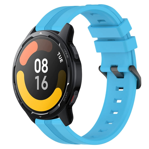 For Xiaomi Watch S1 Active 22mm Concave Striped Slicone Watch Band(Sky Blue)