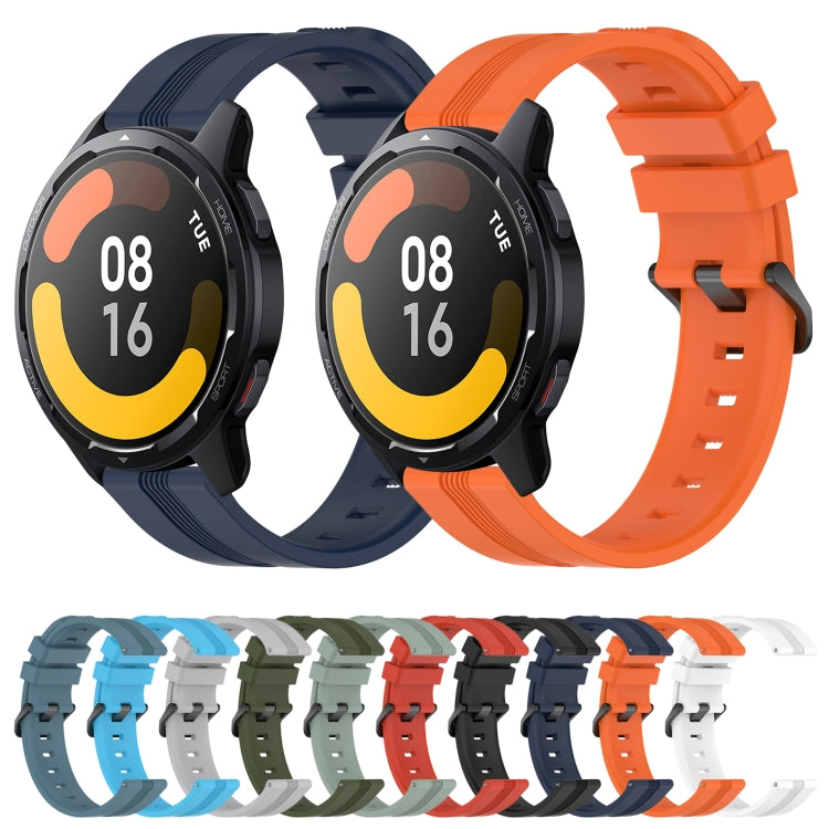 For Xiaomi Watch S1 Active 22mm Concave Striped Slicone Watch Band(White)