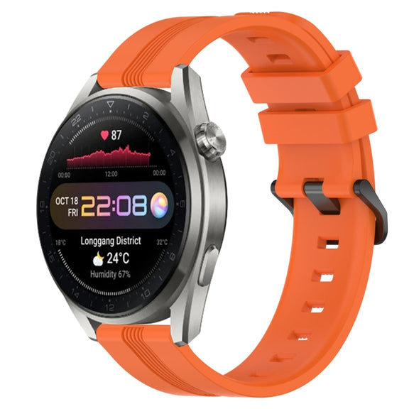 For Huawei Watch 3 Pro New 22mm Concave Striped Slicone Watch Band(Orange)