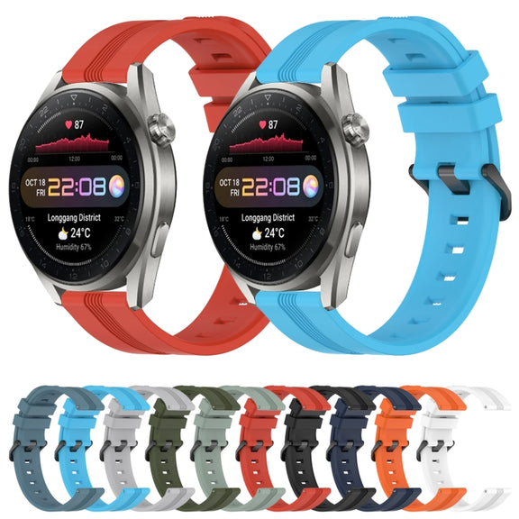 For Huawei Watch 3 Pro New 22mm Concave Striped Slicone Watch Band(Orange)