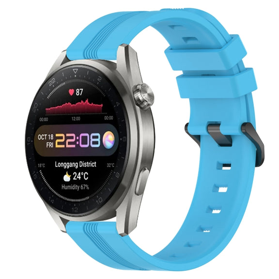 For Huawei Watch 3 Pro 22mm Concave Striped Slicone Watch Band(Sky Blue)