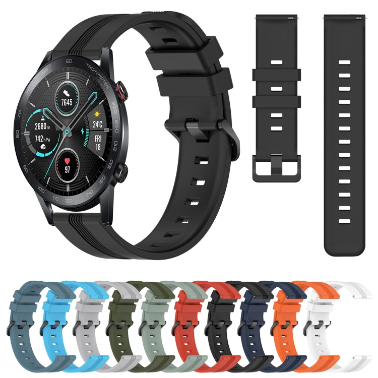 For Honor Magic Watch 2 46mm 22mm Concave Striped Slicone Watch Band(Rock Cyan)