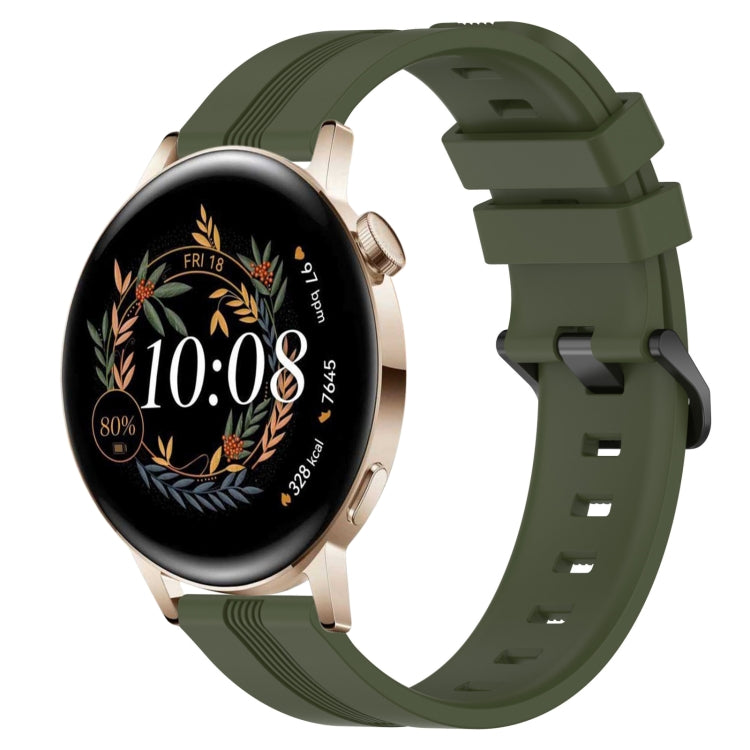 For Huawei Watch GT3 42mm 20mm Concave Striped Slicone Watch Band(Army Green) - free shipping - PMC TechLife - Order now!