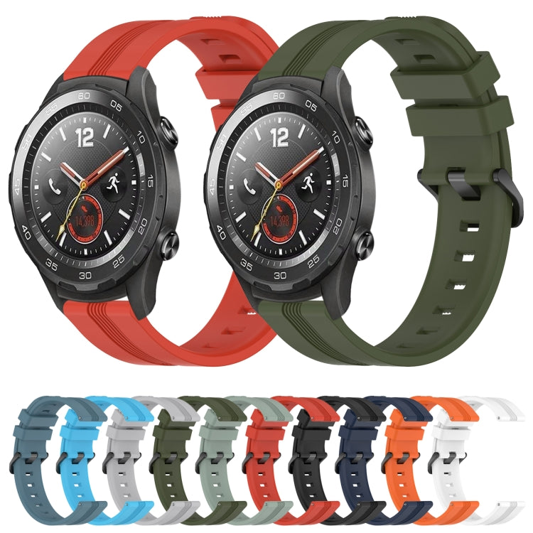 For Huawei Watch 2 20mm Concave Striped Slicone Watch Band(Red)