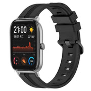 For Amazfit GTS 20mm Concave Striped Slicone Watch Band(Black)