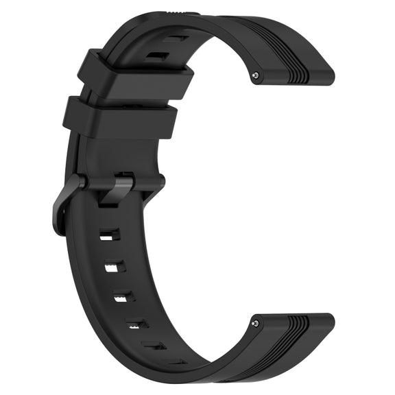 For Amazfit GTS 20mm Concave Striped Slicone Watch Band(Black)