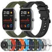 For Amazfit GTS 20mm Concave Striped Slicone Watch Band(Black)