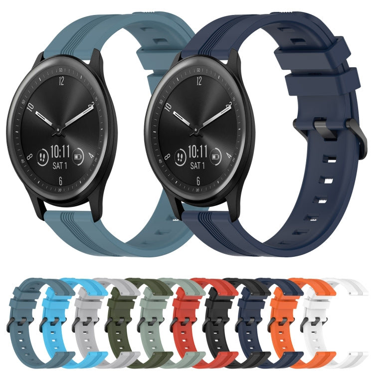 Compatible with Garmin Vivomove Sport 20mm Concave Striped Slicone Watch Band(Grey) - free shipping - PMC TechLife - Order now!
