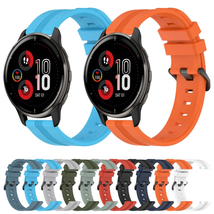 Compatible with Garmin Venu 2 Plus 20mm Concave Striped Slicone Watch Band(Grayish Green) - free shipping - PMC TechLife - Order now!