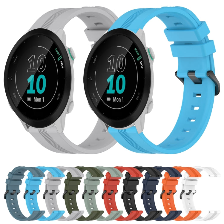 Compatible with Garmin Compatible witherunner 55 20mm Concave Striped Slicone Watch Band(White)