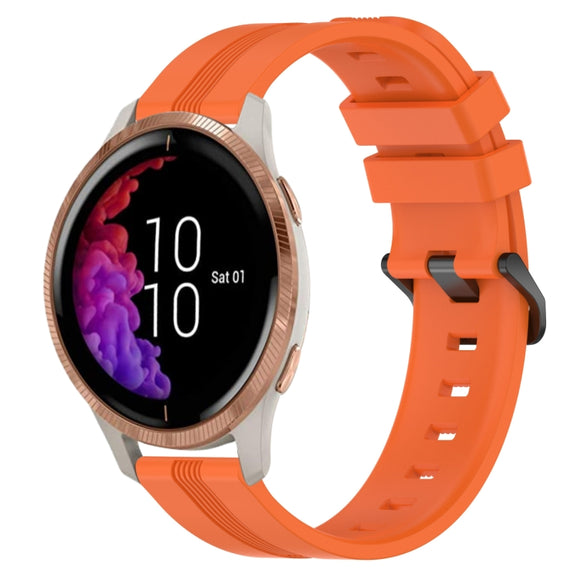 Compatible with Garmin Venu 20mm Concave Striped Slicone Watch Band(Orange)