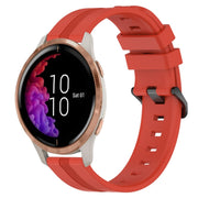 Compatible with Garmin Venu 20mm Concave Striped Slicone Watch Band(Red)