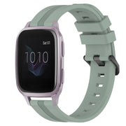 Compatible with Garmin Venu SQ 20mm Concave Striped Slicone Watch Band(Grayish Green)