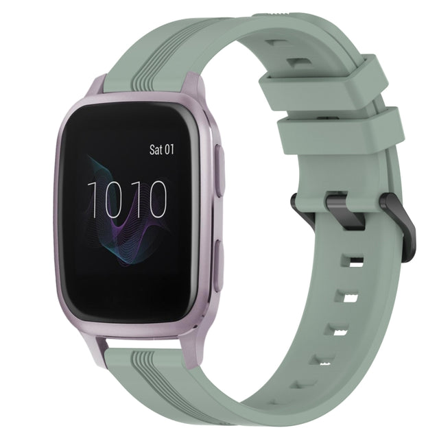 Compatible with Garmin Venu SQ 20mm Concave Striped Slicone Watch Band(Grayish Green)