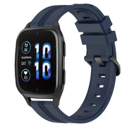 Compatible with Garmin Compatible witherunner Sq2 20mm Concave Striped Slicone Watch Band(Navy Blue)