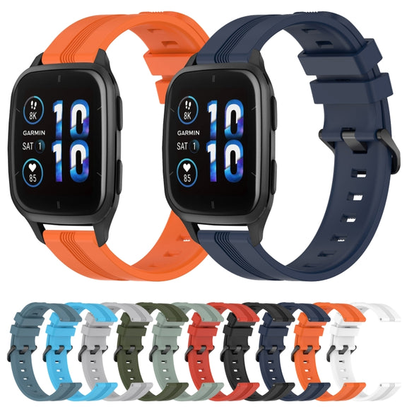 Compatible with Garmin Compatible witherunner Sq2 20mm Concave Striped Slicone Watch Band(Rock Cyan)