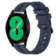 For Samsung Galaxy Watch4 44mm 20mm Concave Striped Slicone Watch Band(Navy Blue)