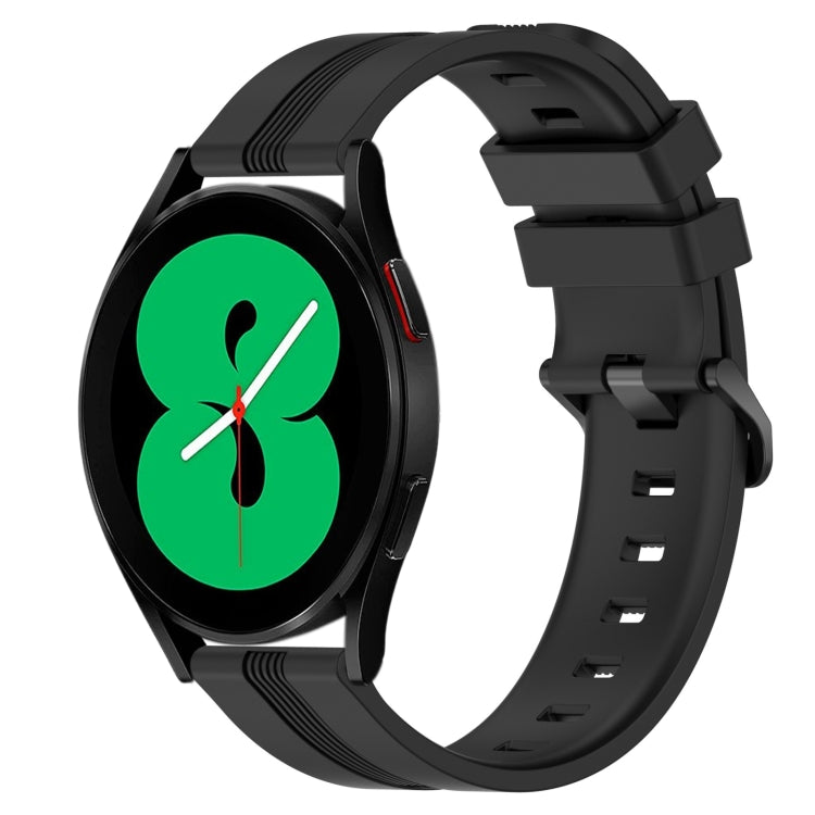 For Samsung Galaxy Watch4 44mm 20mm Concave Striped Slicone Watch Band(Black) - free shipping - PMC TechLife - Order now!