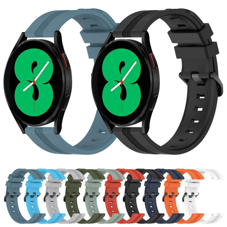 For Samsung Galaxy Watch4 44mm 20mm Concave Striped Slicone Watch Band(Black) - free shipping - PMC TechLife - Order now!