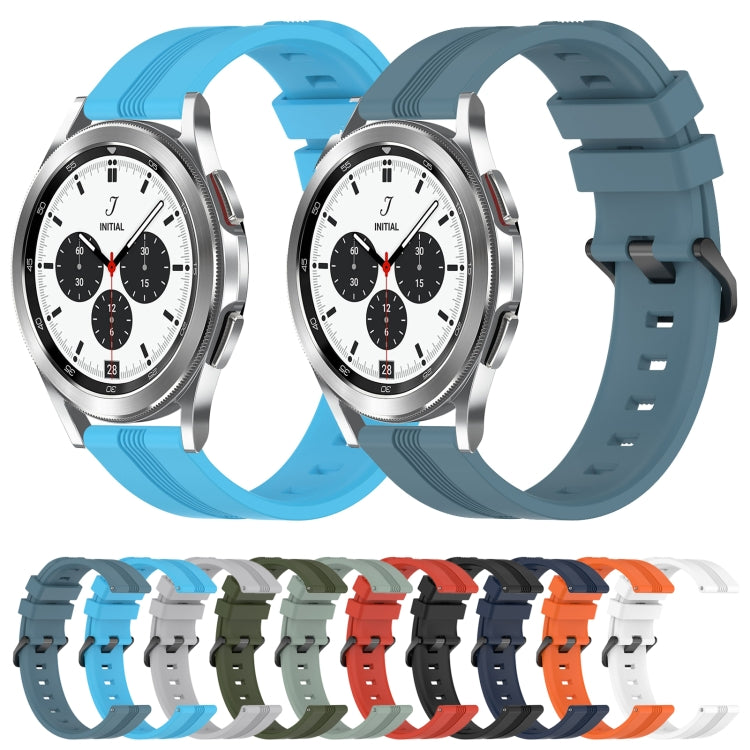 For Samsung  Galaxy Watch 4 Classic 42mm 20mm Concave Striped Slicone Watch Band(Grey)