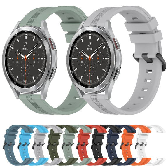 For Samsung  Galaxy Watch 4 Classic 46mm 20mm Concave Striped Slicone Watch Band(White)