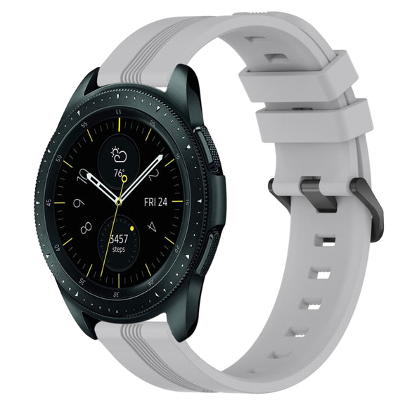 For Samsung Galaxy Watch 42mm 20mm Concave Striped Slicone Watch Band(Grey)