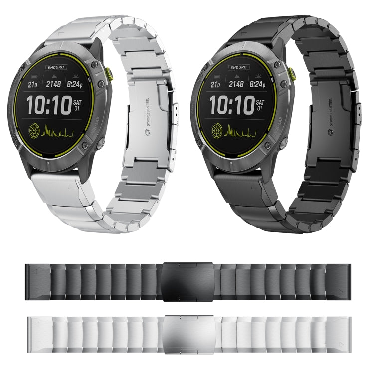 Compatible with Garmin Enduro 26mm Tortoise Shell Stainless Steel Watch Band(Sliver)