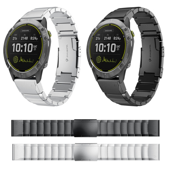 Compatible with Garmin Enduro 26mm Tortoise Shell Stainless Steel Watch Band(Black)