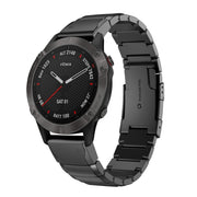 Compatible with Garmin Fenix 6X 26mm Tortoise Shell Stainless Steel Watch Band(Black)