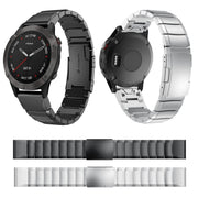 Compatible with Garmin Fenix 6X 26mm Tortoise Shell Stainless Steel Watch Band(Black)