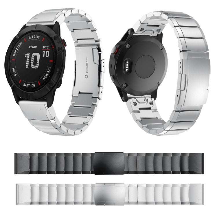 Compatible with Garmin Fenix 6X Pro 26mm Tortoise Shell Stainless Steel Watch Band(Sliver) - free shipping - PMC TechLife - Order now!