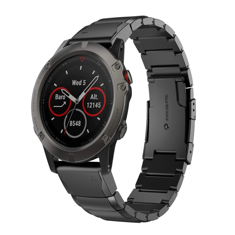 Compatible with Garmin Fenix 5X Sapphire 26mm Tortoise Shell Stainless Steel Watch Band(Black) - free shipping - PMC TechLife - Order now!