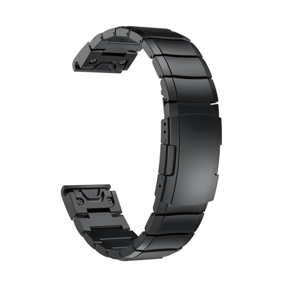 Compatible with Garmin Fenix 7 Sapphire Solar 22mm Tortoise Shell Stainless Steel Watch Band(Black)