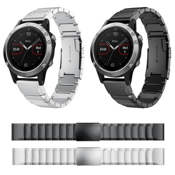 Compatible with Garmin Fenix 5 22mm Tortoise Shell Stainless Steel Watch Band(Black)