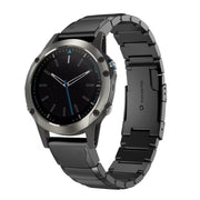Compatible with Garmin Quatix 5 22mm Tortoise Shell Stainless Steel Watch Band(Black)