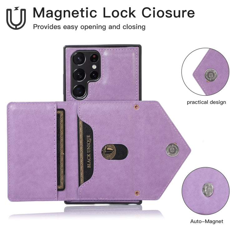 For Samsung Galaxy S23 Ultra 5G Cross-body Wallet Card Bag Leather Phone Case(Purple)