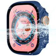 For Apple Watch Ultra / Ultra 2 49mmENKAY Hat-Prince Water-resistant Full Coverage PC Frame + 9H Tempered Glass Case(Dark Blue)