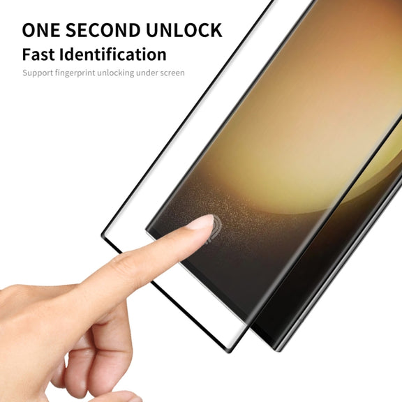 For Samsung Galaxy S23 Ultra 5G 2pcs ENKAY 3D Full Glue Hot Bending Explosion-proof Full Tempered Glass Film, Support Ultrasonic Fingerprint Unclock